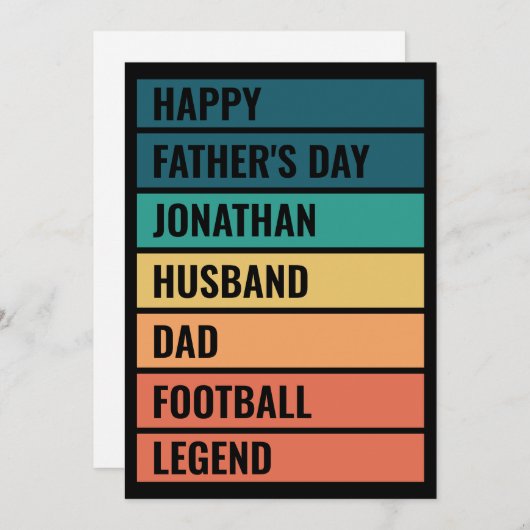 文字カスタムレトロサッカー恋人ファーザーズデイ シーズンカード (正面/裏面)