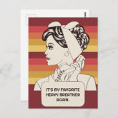 文字カスタムレトロ女性 ポストカード (正面/裏面)