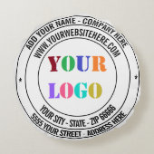 文字カスタムロゴ名アドレスウェブサイトラウンドピロー ラウンドクッション (裏面)