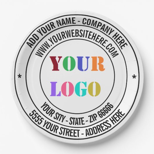 文字カスタムロゴ名アドレスWebサイト紙プレート ペーパープレート (正面)