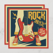 文字カスタムロック音楽招待状 (正面/裏面)