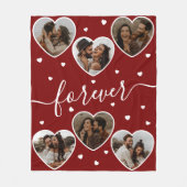 文字カスタムロマンチックハートフォトコラージュ フリースブランケット (正面)