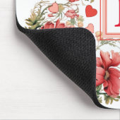 文字カスタムロマンチックピンクポピーとハート マウスパッド (コーナー)