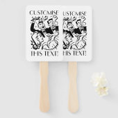 文字カスタムヴィンテージアールデコカクテルパーティー ハンドファン (正面&裏面)