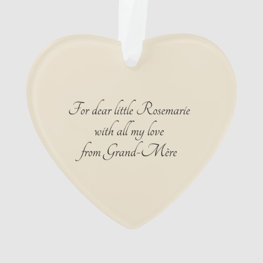 文字カスタムヴィンテージギフトフランスのガールズクリスマス オーナメント (裏面)