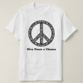 文字カスタムヴィンテージブラック/ホワイトピースサイン戦争なし Tシャツ