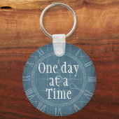 文字カスタムヴィンテージブルークロック一日一度 キーホルダー (正面)