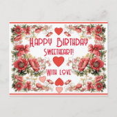 文字カスタムヴィンテージポピースプレー誕生日 ポストカード (正面)