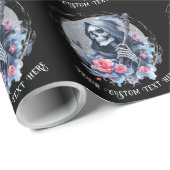 文字カスタムヴィンテージ死神フローラグリッター ラッピングペーパー (ロールコーナー)