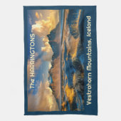 文字カスタムヴェストラホルン山脈、アイスランド キッチンタオル (縦)