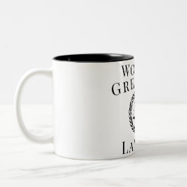 文字カスタム世界最大級の弁護士ジャスティスはかりで測 ツートーンマグカップ