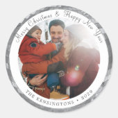 文字カスタム付きファミリーフォトディスコボールシール ラウンドシール (正面)