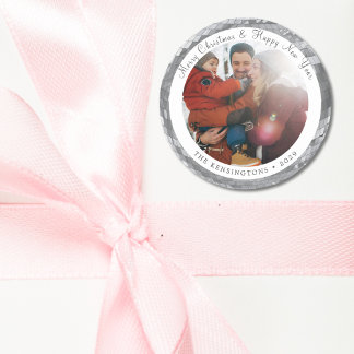 文字カスタム付きファミリーフォトディスコボールシール ラウンドシール