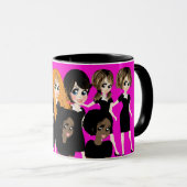 文字カスタム付き女性の漫画のキャラチャーギフト マグカップ (正面右)