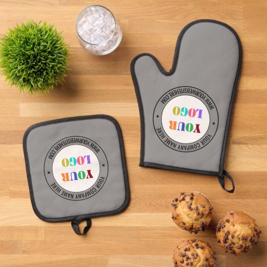 文字カスタム会社のロゴとビジネスのプロモーション 鍋つかみ&鍋敷きセット (トップダウン)