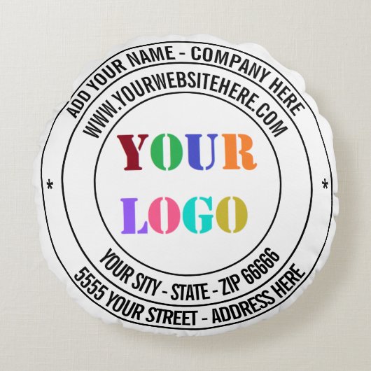 文字カスタム会社のロゴと丸い枕 ラウンドクッション (正面)