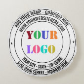 文字カスタム会社のロゴと丸い枕 ラウンドクッション (裏面)