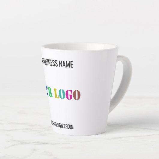 文字カスタム会社ロゴと会社ラテマグカップテンプレート カフェラテマグ (右アングル)