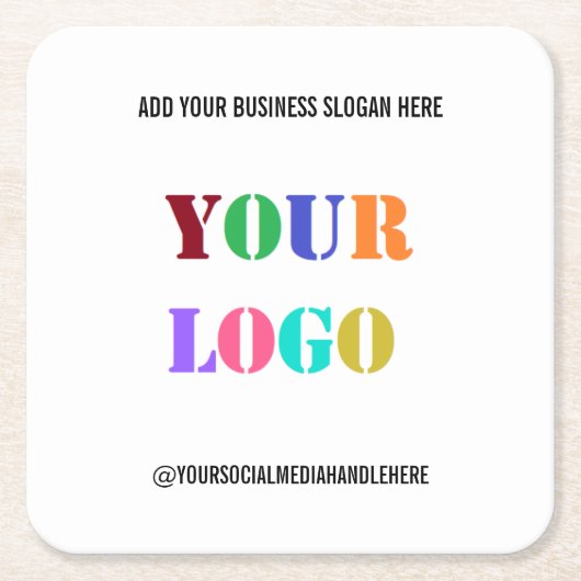 文字カスタム会社ロゴ紙コースター スクエアペーパーコースター (正面)