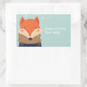 文字カスタム冬キツネシール 長方形シール (バッグ)