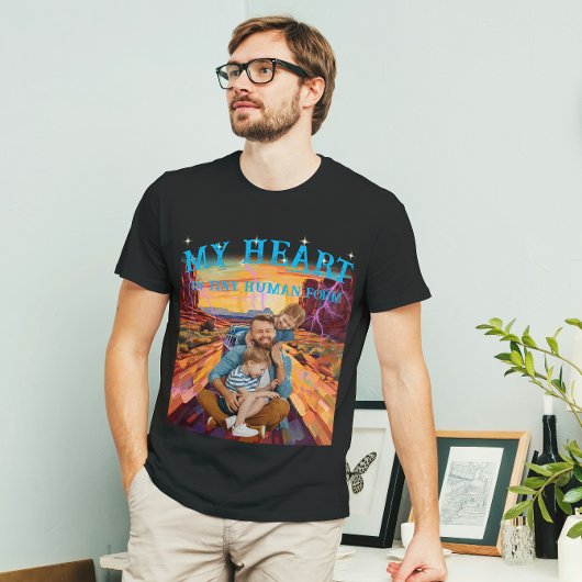 文字カスタム及び顔ポートレート写真ヴィンテージスタイル Tシャツ