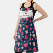 文字カスタム可愛い山花とハート柄 エプロン (インサイチュ)