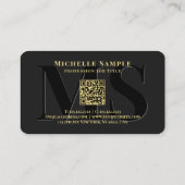 文字カスタム名QRコード高級金ゴールド書道 名刺 (裏面)