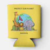 文字カスタム地球と動物 缶クーラー (裏面)