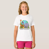 文字カスタム地球と動物 Tシャツ (正面フル)