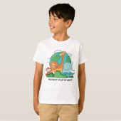 文字カスタム地球と動物 Tシャツ (正面フル)