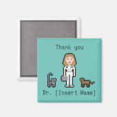 文字カスタム女性獣医 マグネット (正面/裏面)