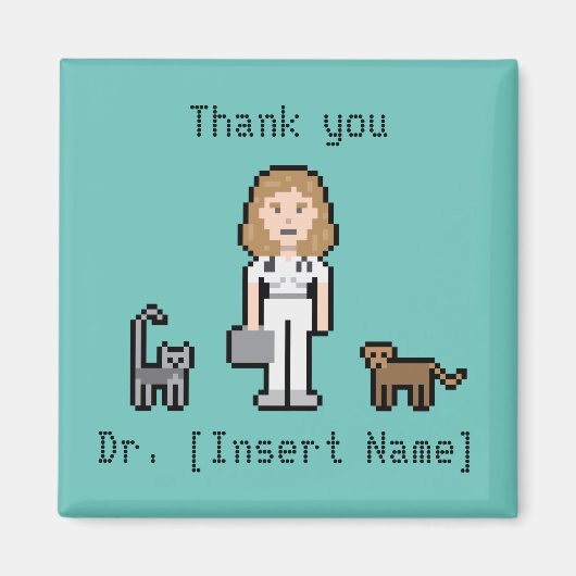 文字カスタム女性獣医 マグネット (正面)