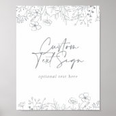 文字カスタム書道ニュートラルワイルドフラワーサイン ポスター (正面)