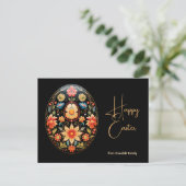 文字カスタム民俗花イースターグリーティング ポストカード (スタンド正面)