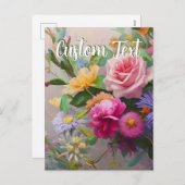 文字カスタム混合花8花テンプレート シーズンポストカード (正面/裏面)