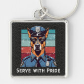 文字カスタム犬の警察官へのプレゼントパパ キーホルダー (正面)