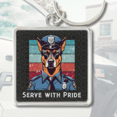 文字カスタム犬の警察官へのプレゼントパパ キーホルダー