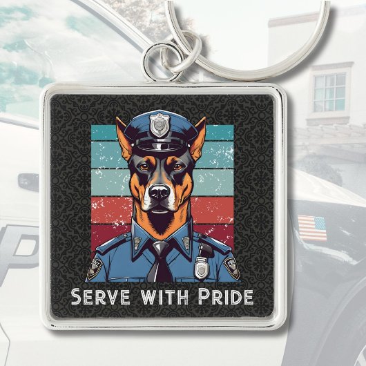 文字カスタム犬の警察官へのプレゼントパパ キーホルダー