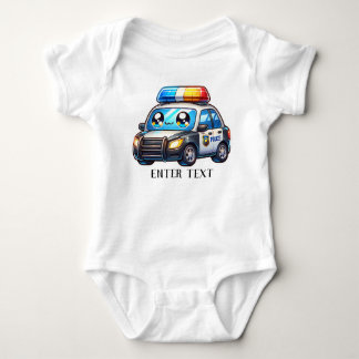 文字カスタム男の赤ちゃんパトカー ベビーボディスーツ