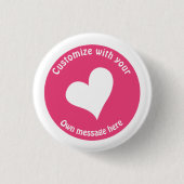 文字カスタム白ハートオンピンク 缶バッジ (正面)