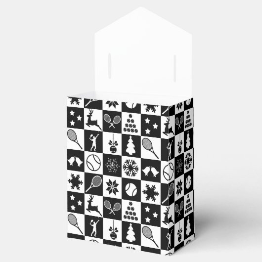 文字カスタム白黒クリスマステニスFav フェイバーボックス (オープン)