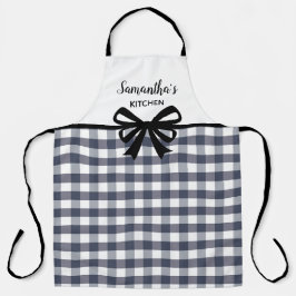文字カスタム白黒バッファロープレイドキュートキッチン エプロン