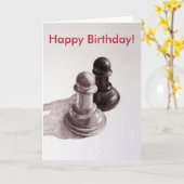 文字カスタム白黒ポーンチェス誕生日 カード (黄色い花)