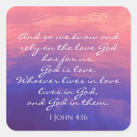 文字カスタム神は愛自然写真クリスチャン スクエアシール (正面)