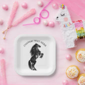 文字カスタム紙プレートアップライトブラックワイルドホース ペーパープレート (パーティー)