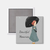 文字カスタム美しい思い出の水の色の女の子 マグネット (正面/裏面)