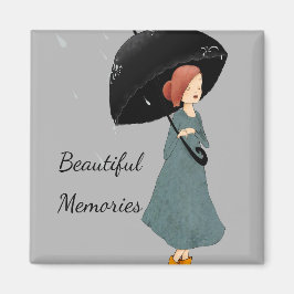 文字カスタム美しい思い出の水の色の女の子 マグネット