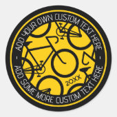 文字カスタム自転車イエロー&ブラック ラウンドシール (正面)