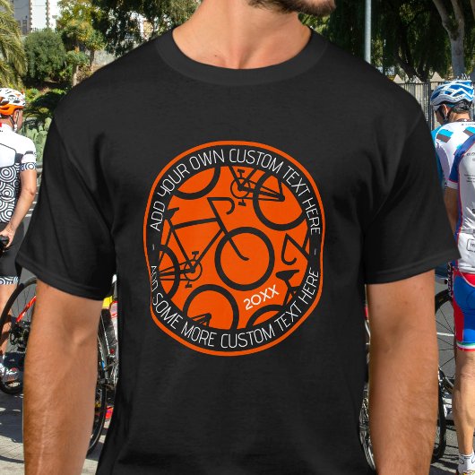文字カスタム自転車オレンジ&ブラック Tシャツ