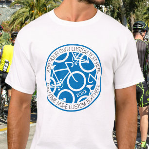 文字カスタム自転車ブルー Tシャツ